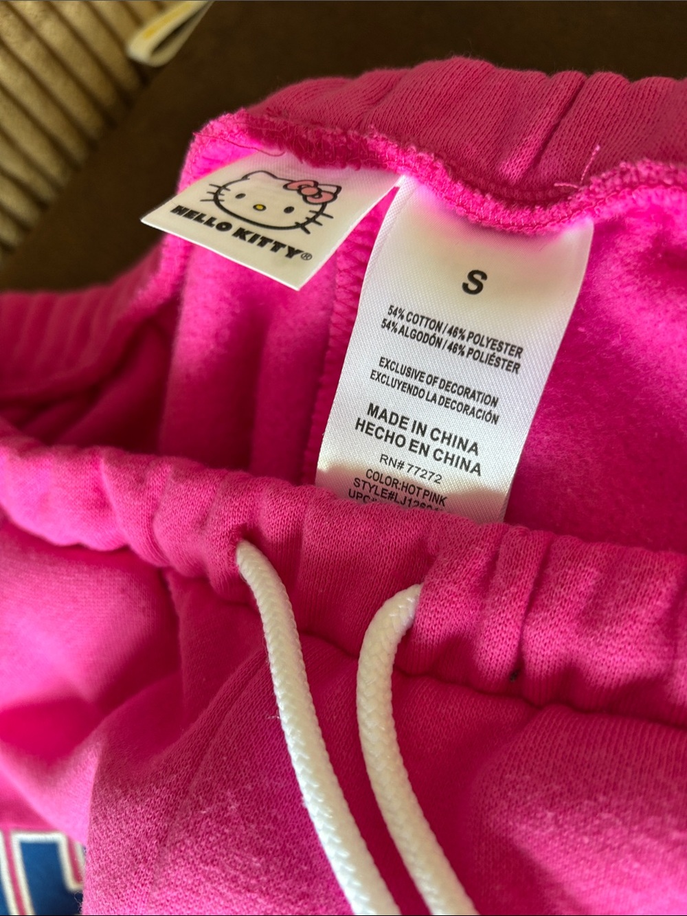 Hello Kitty Hot Pink Fleece Joggers with Blue Trim - Picture 5 of 5